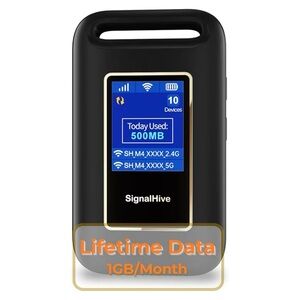 NEW - 4G LTE Mobile Hotspot(1GB of Monthly Data),Security,No SIM Card, 8hrs Batt